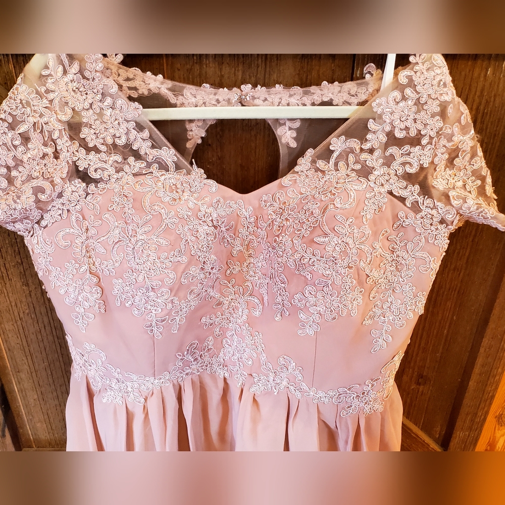 FORMAL PRINCESS WOMEN'S PALE PINK CHIFFON CORSET GOWN SIZE 14-16  NWOT